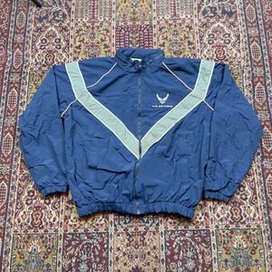 VTG 90s 00s Skilcraft US Air Force USAF Windbreaker Jacket Navy Blue M Striped
